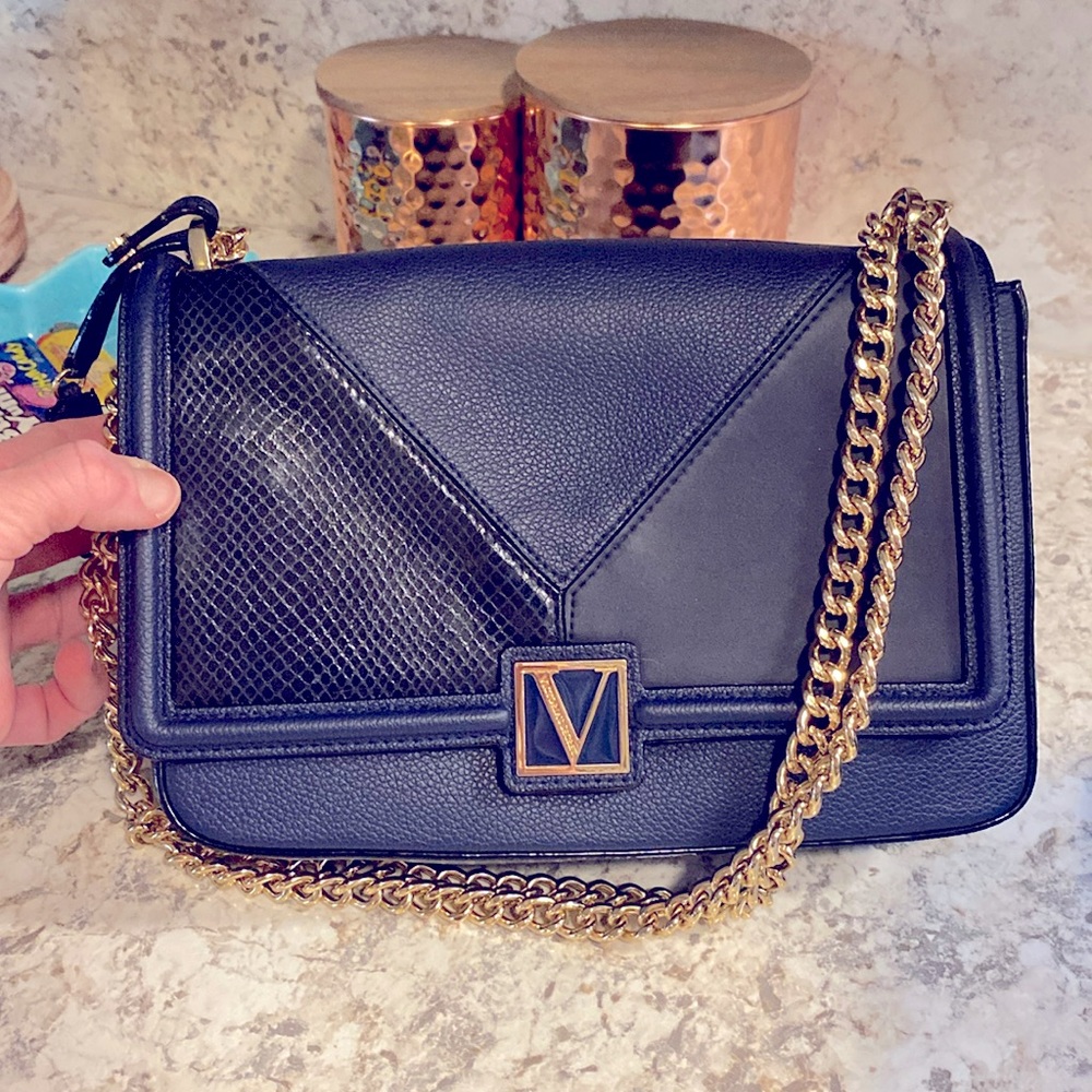 Navy blue with gold chain Victoria’s Secret purse